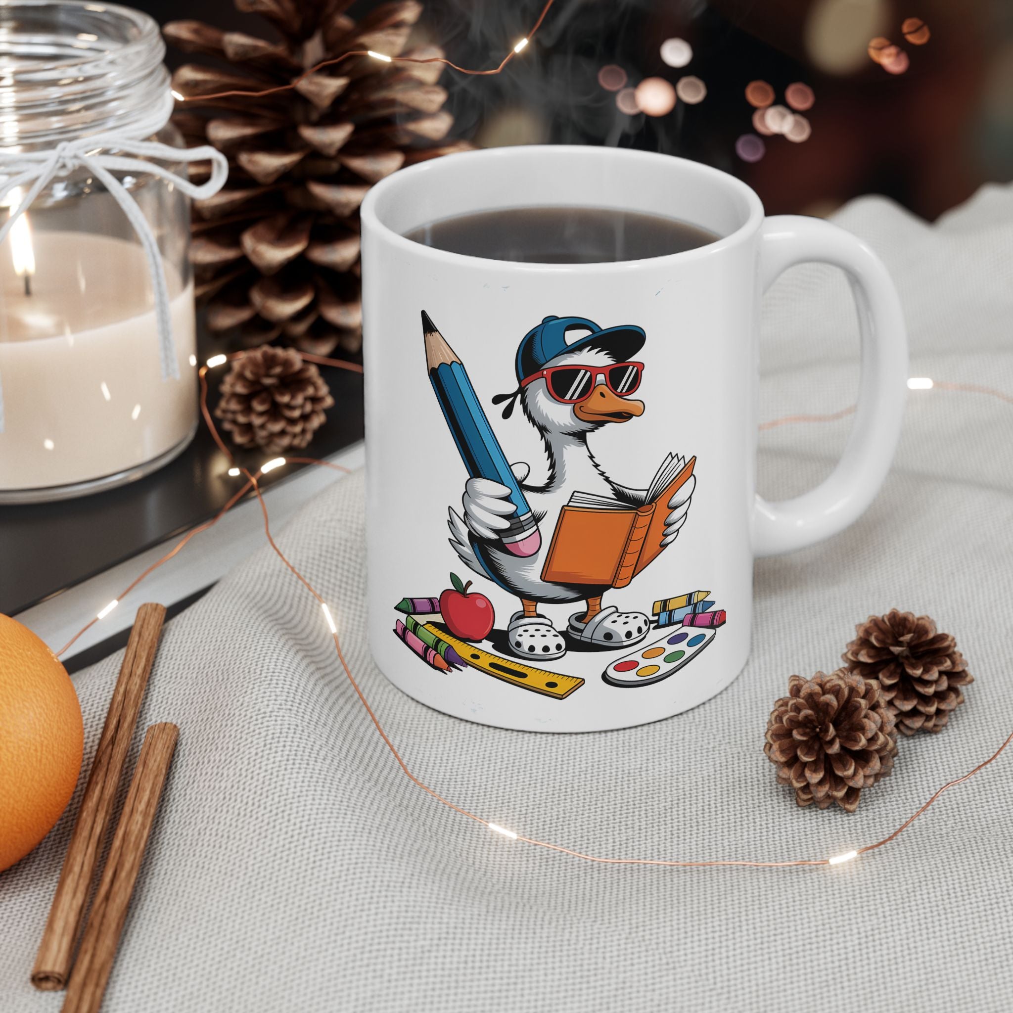 Back to School Goose Ceramic Mug, (11oz)