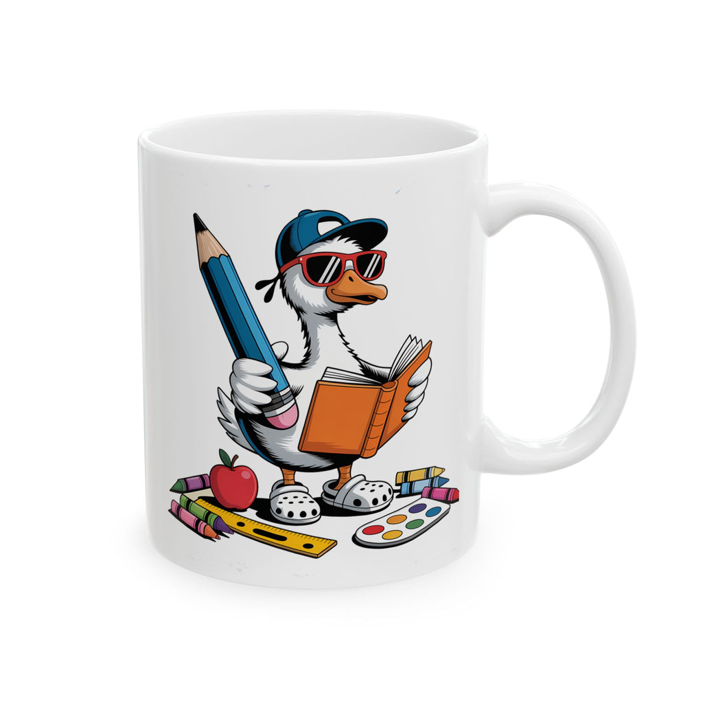 Back to School Goose Ceramic Mug, (11oz)