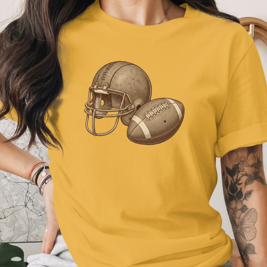Football Vintage Helmet and Ball Tee