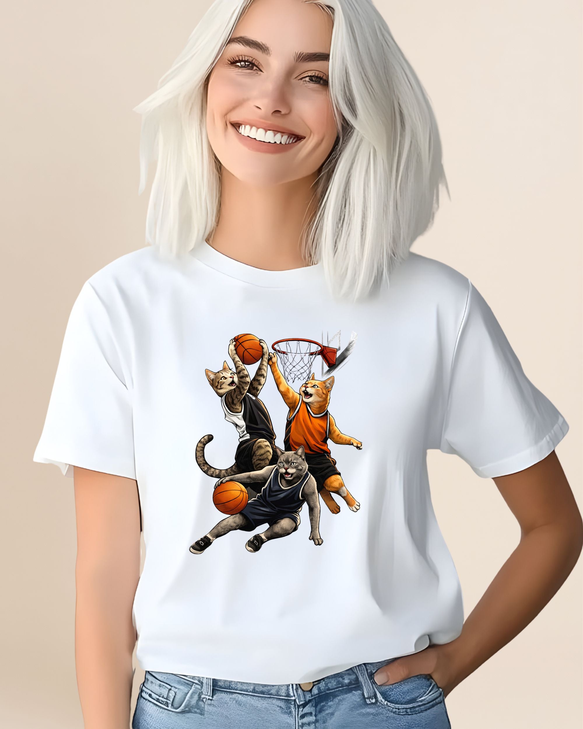 Cat Basketball Adult Unisex Tee
