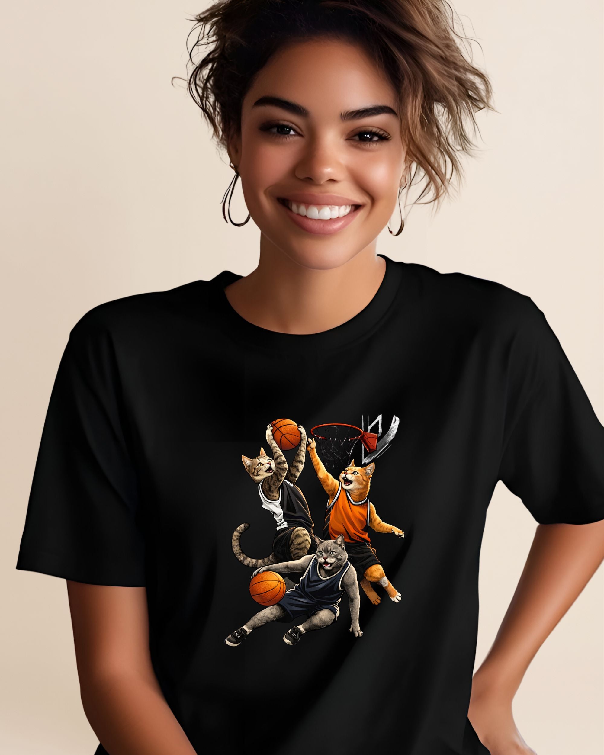 Cat Basketball Adult Unisex Tee