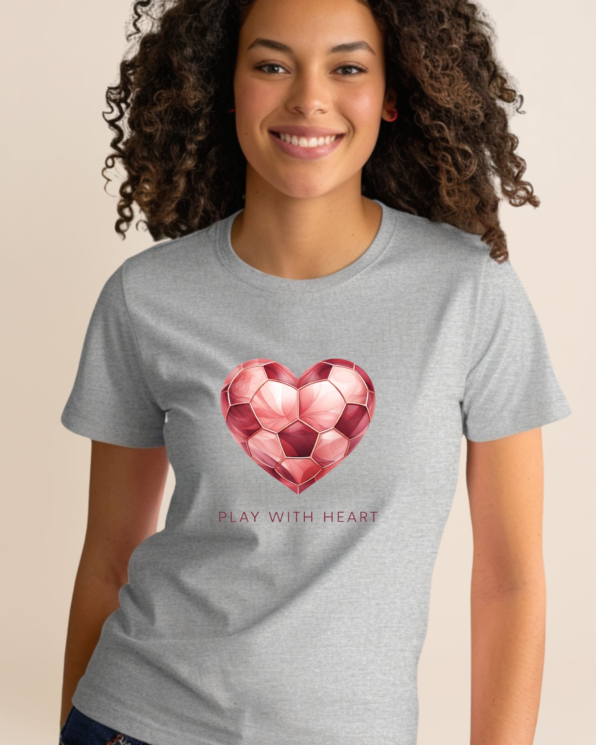 Red Heart Soccer Girl Adult Unisex Tee