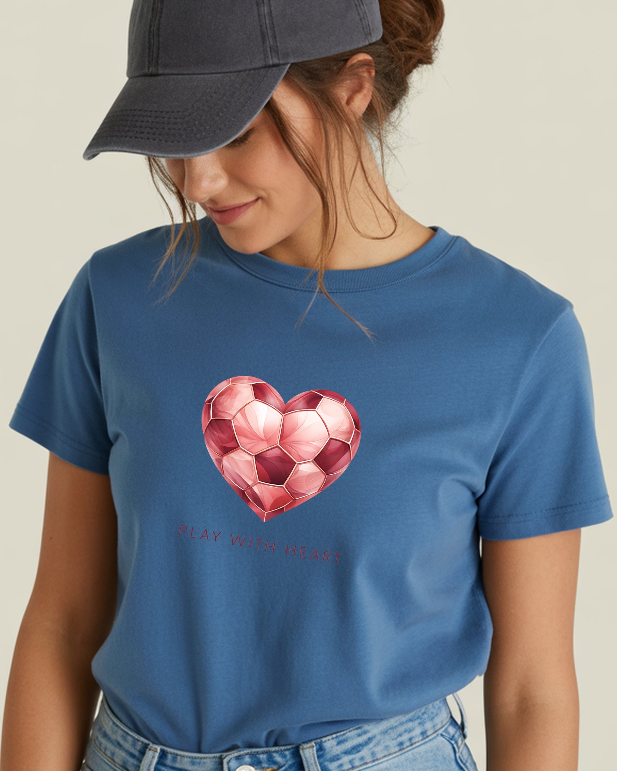Red Heart Soccer Girl Adult Unisex Tee
