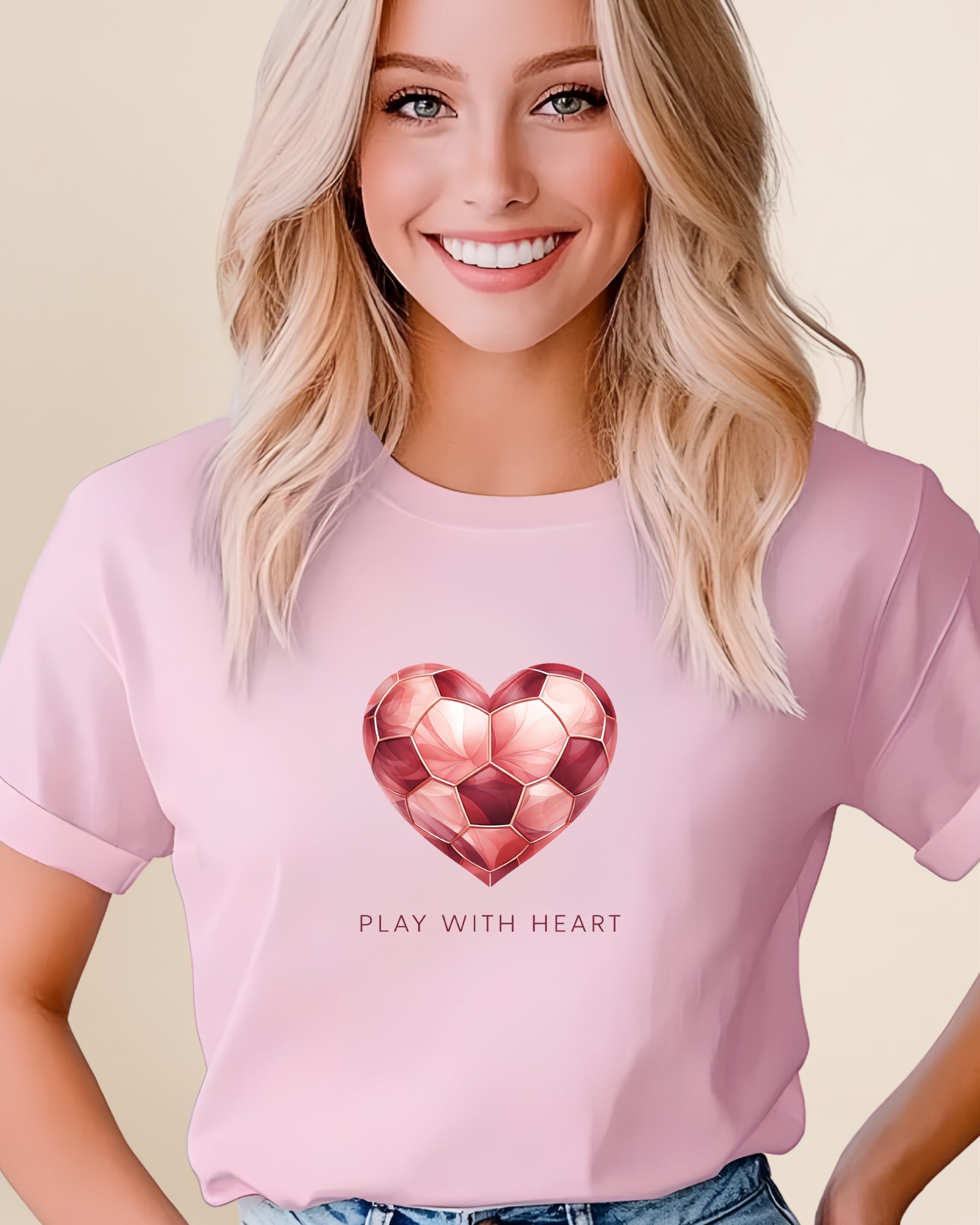 Red Heart Soccer Girl Adult Unisex Tee