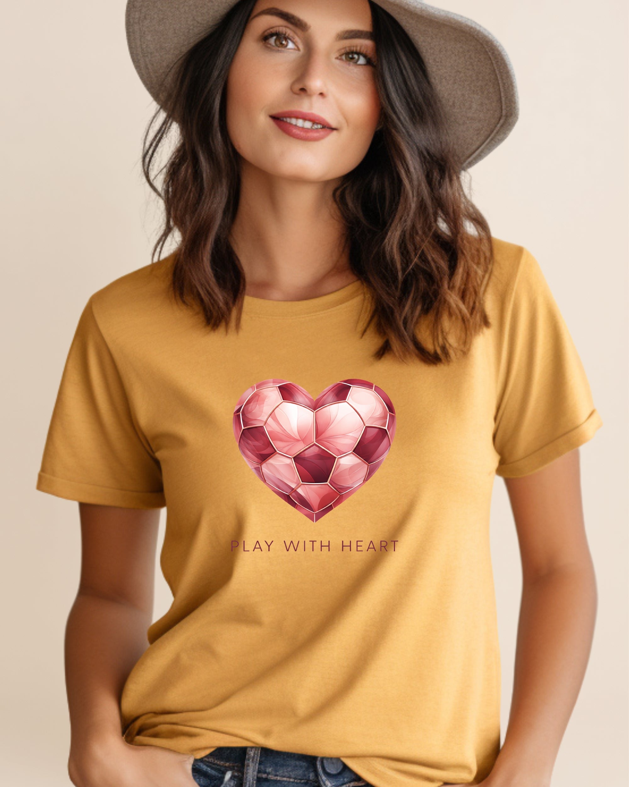 Red Heart Soccer Girl Adult Unisex Tee