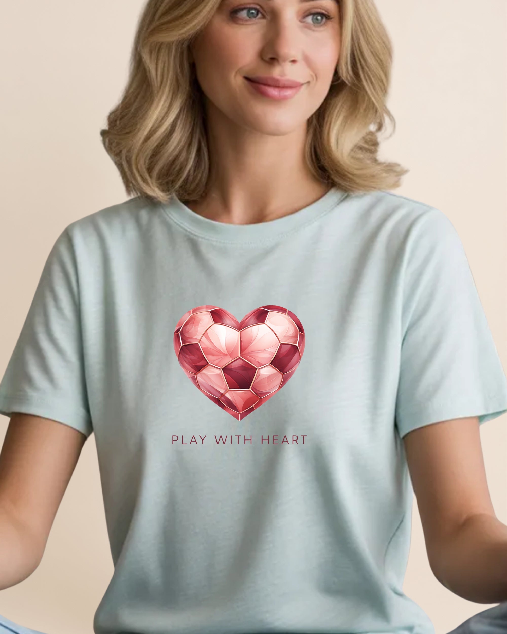 Red Heart Soccer Girl Adult Unisex Tee