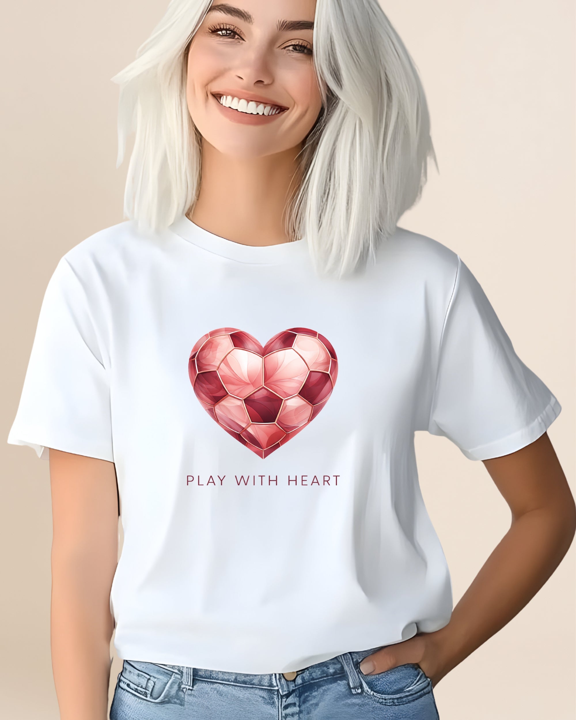 Red Heart Soccer Girl Adult Unisex Tee