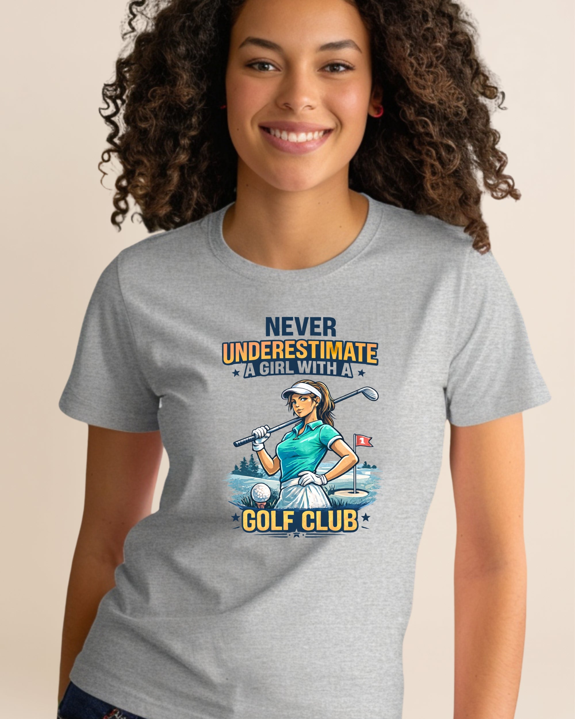 Design Golf Never Underestimate a Girl with Golf 2 Adult Unisex Tee