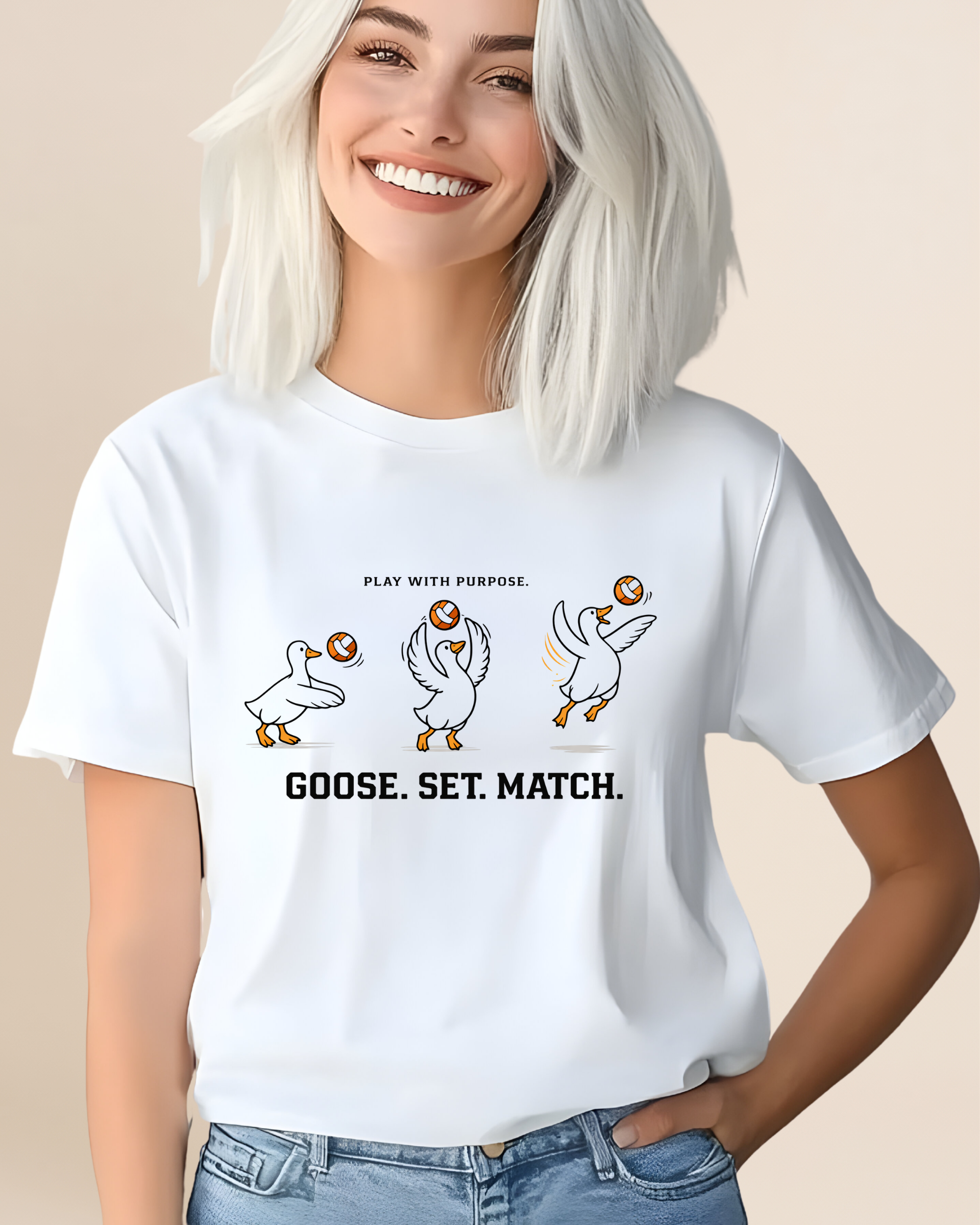 Goose Set Match Volleyball Adult Unisex Tee