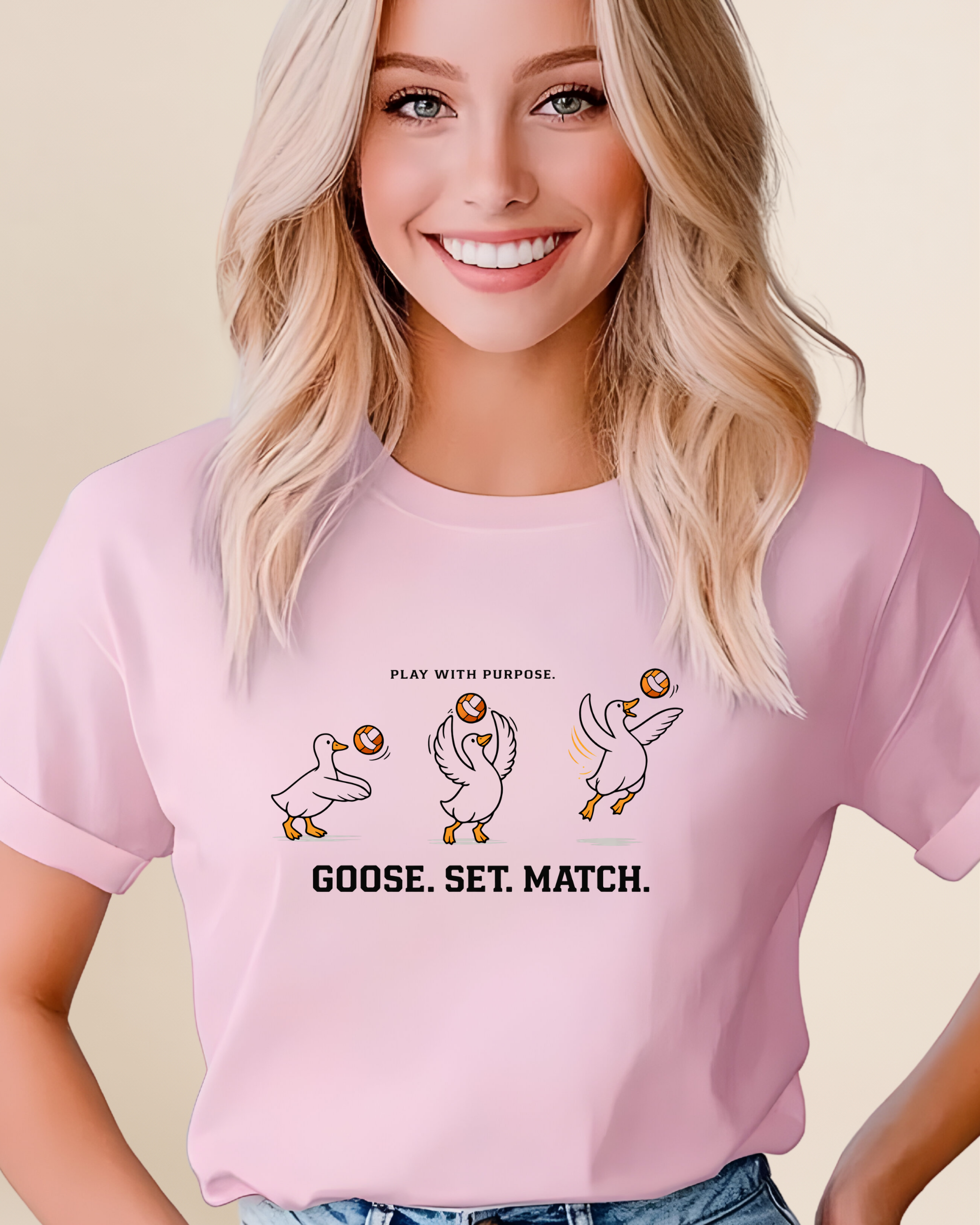 Goose Set Match Volleyball Adult Unisex Tee