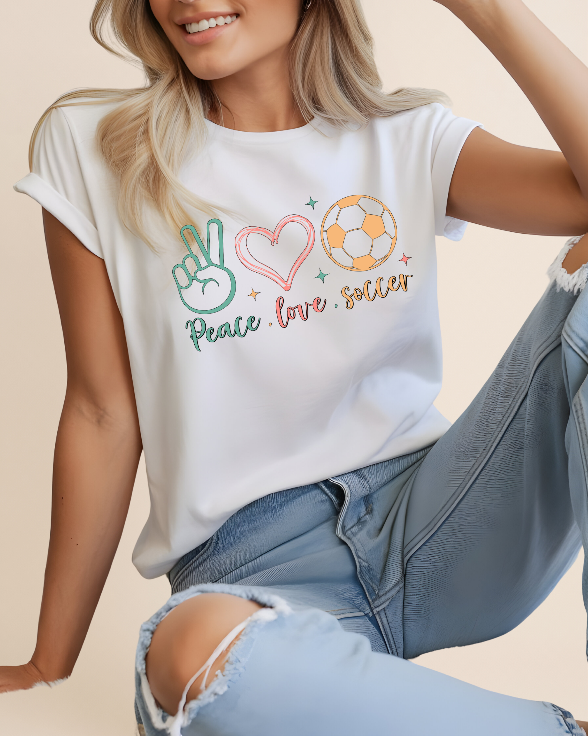 Peace Love Soccer Adult Unisex Tee