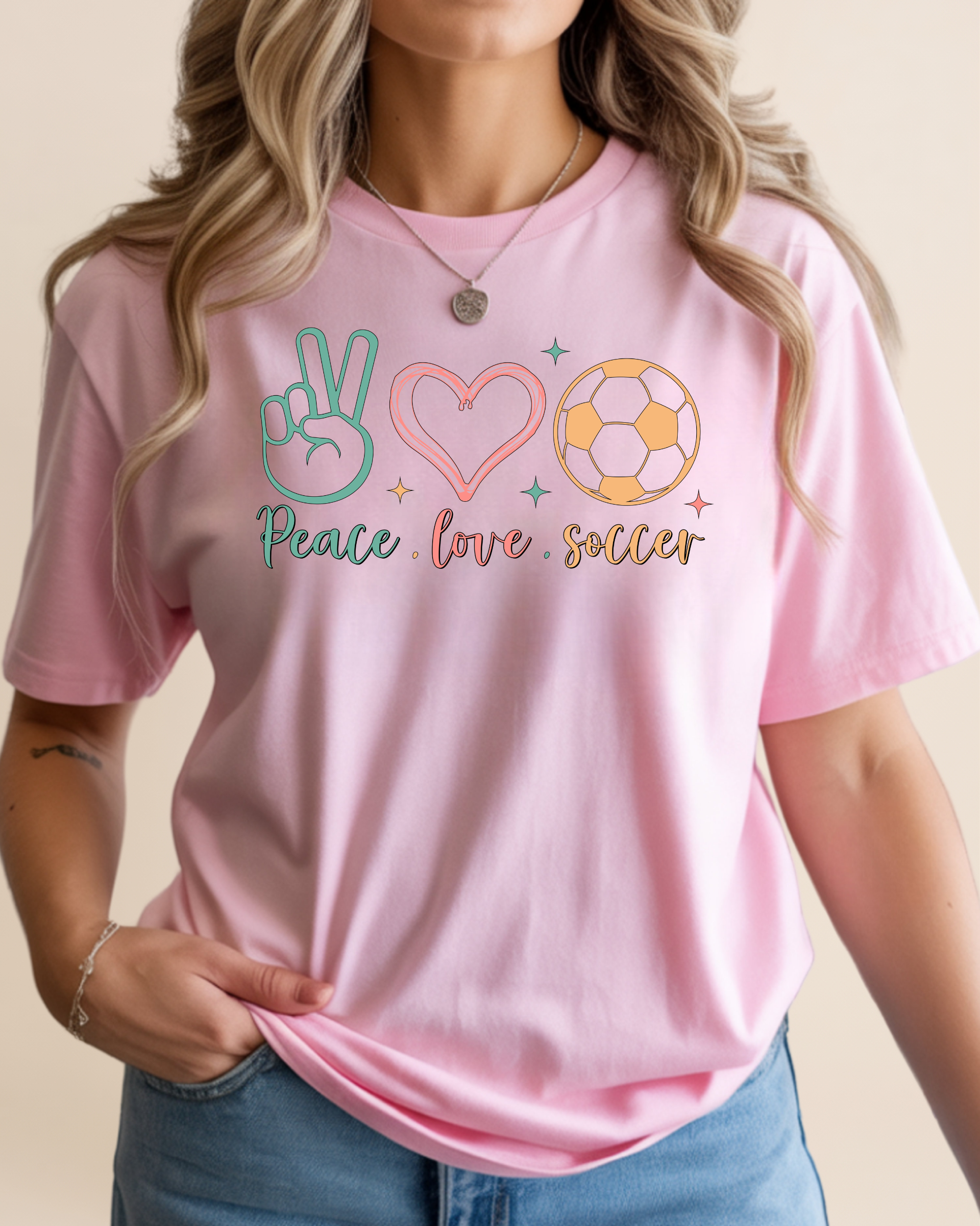 Peace Love Soccer Adult Unisex Tee