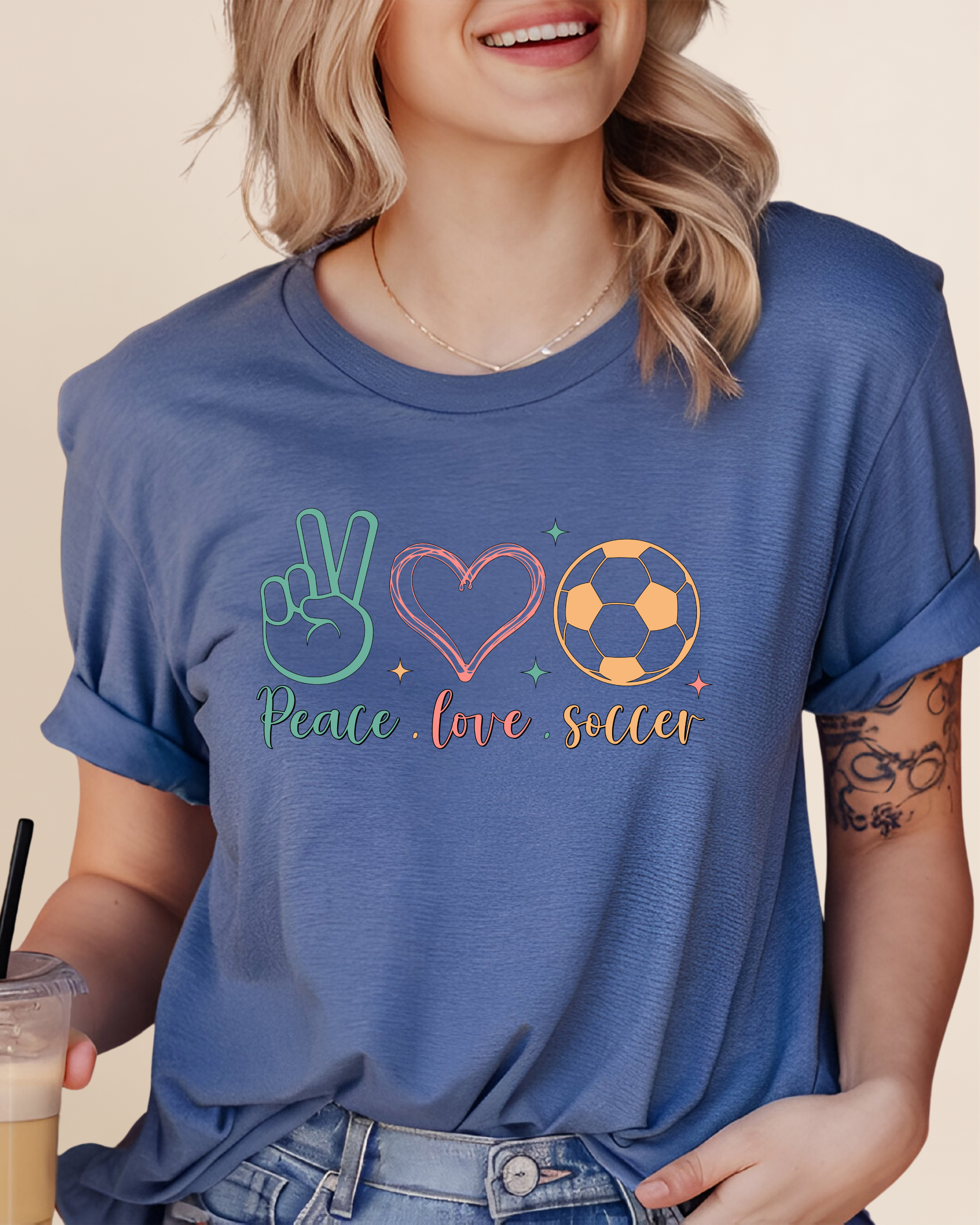 Peace Love Soccer Adult Unisex Tee