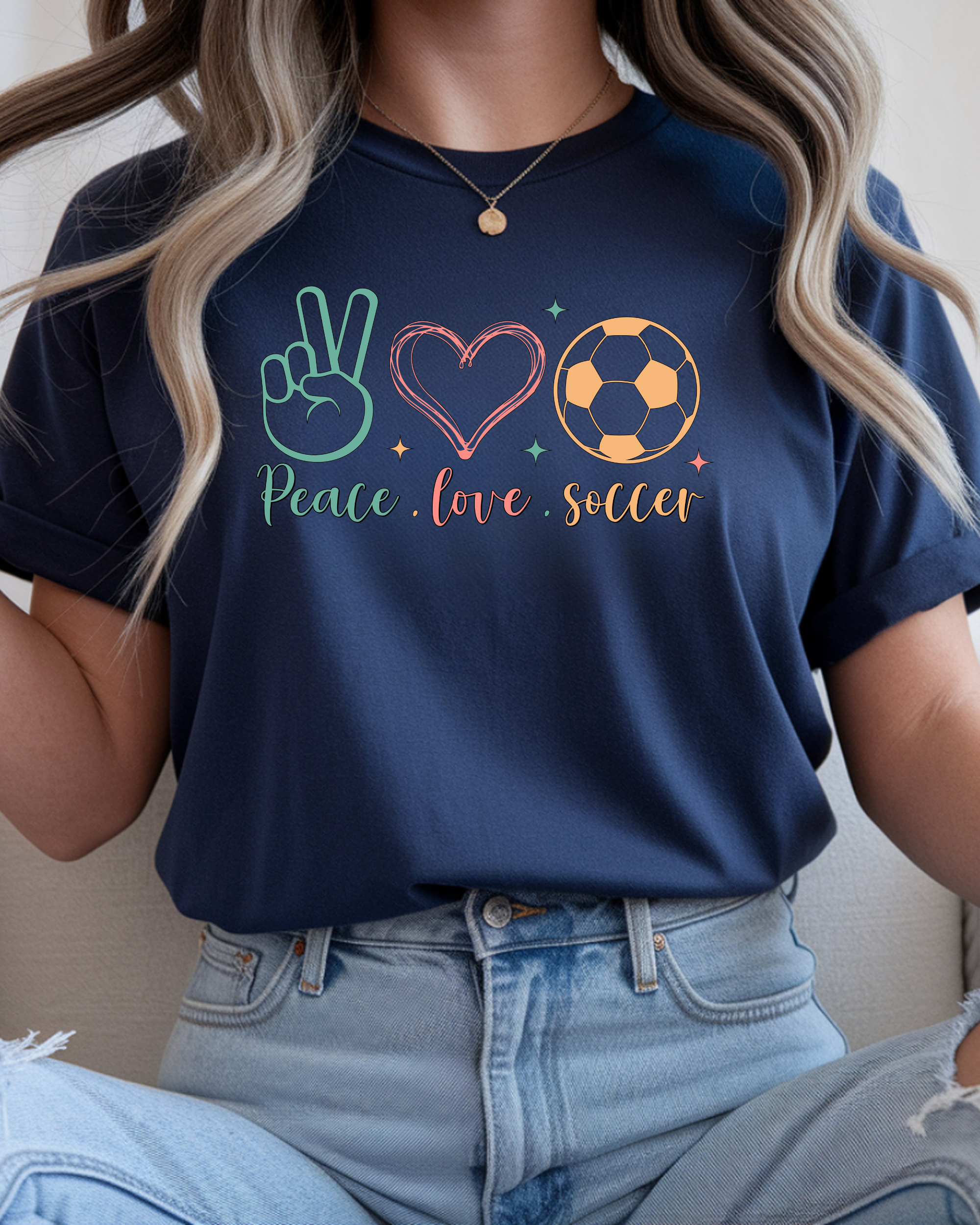Peace Love Soccer Adult Unisex Tee