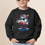 Cartoon baseball character wearing sunglasses and a baseball cap.