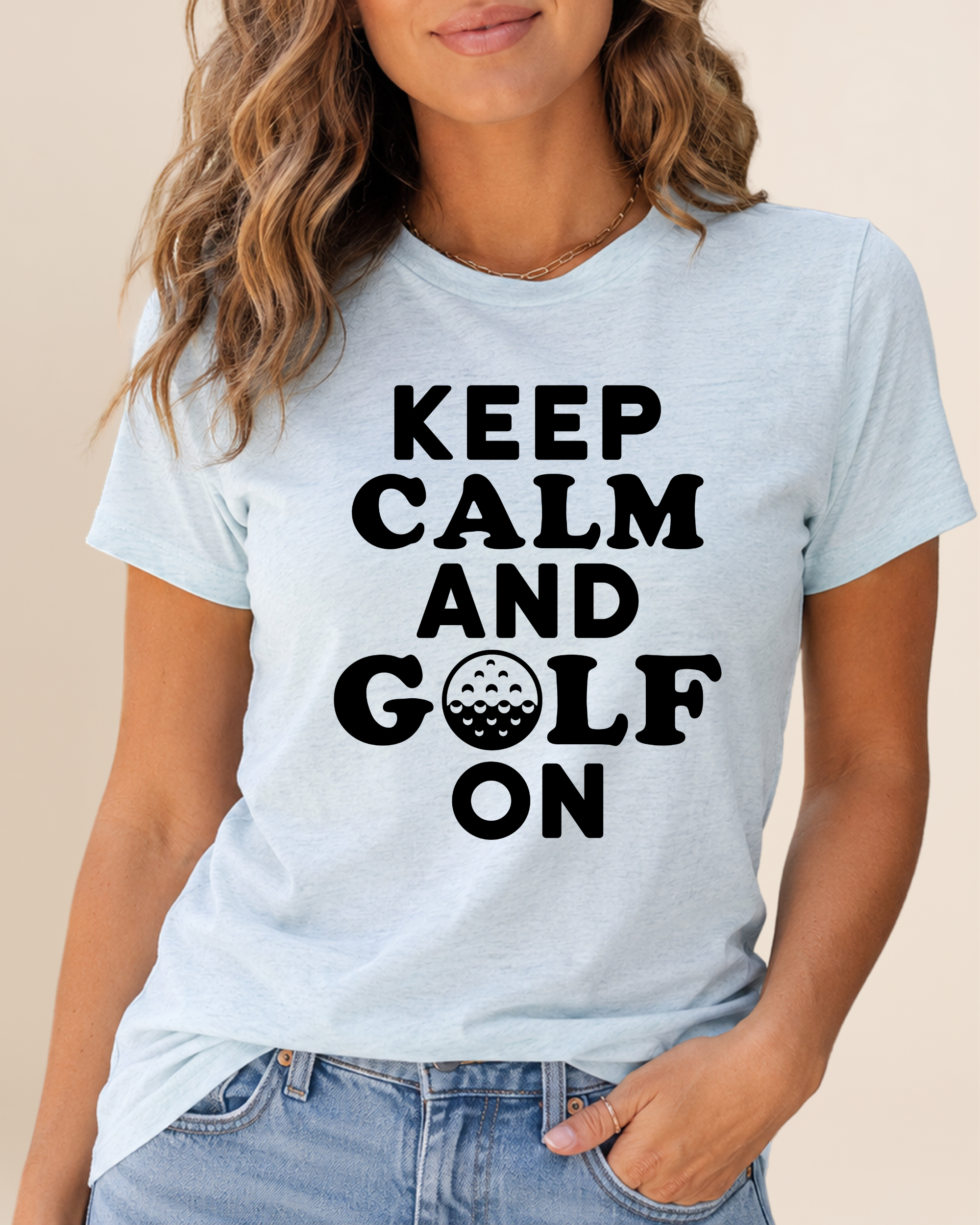 Keep Calm and Golf On Unisex Adult Unisex Tee