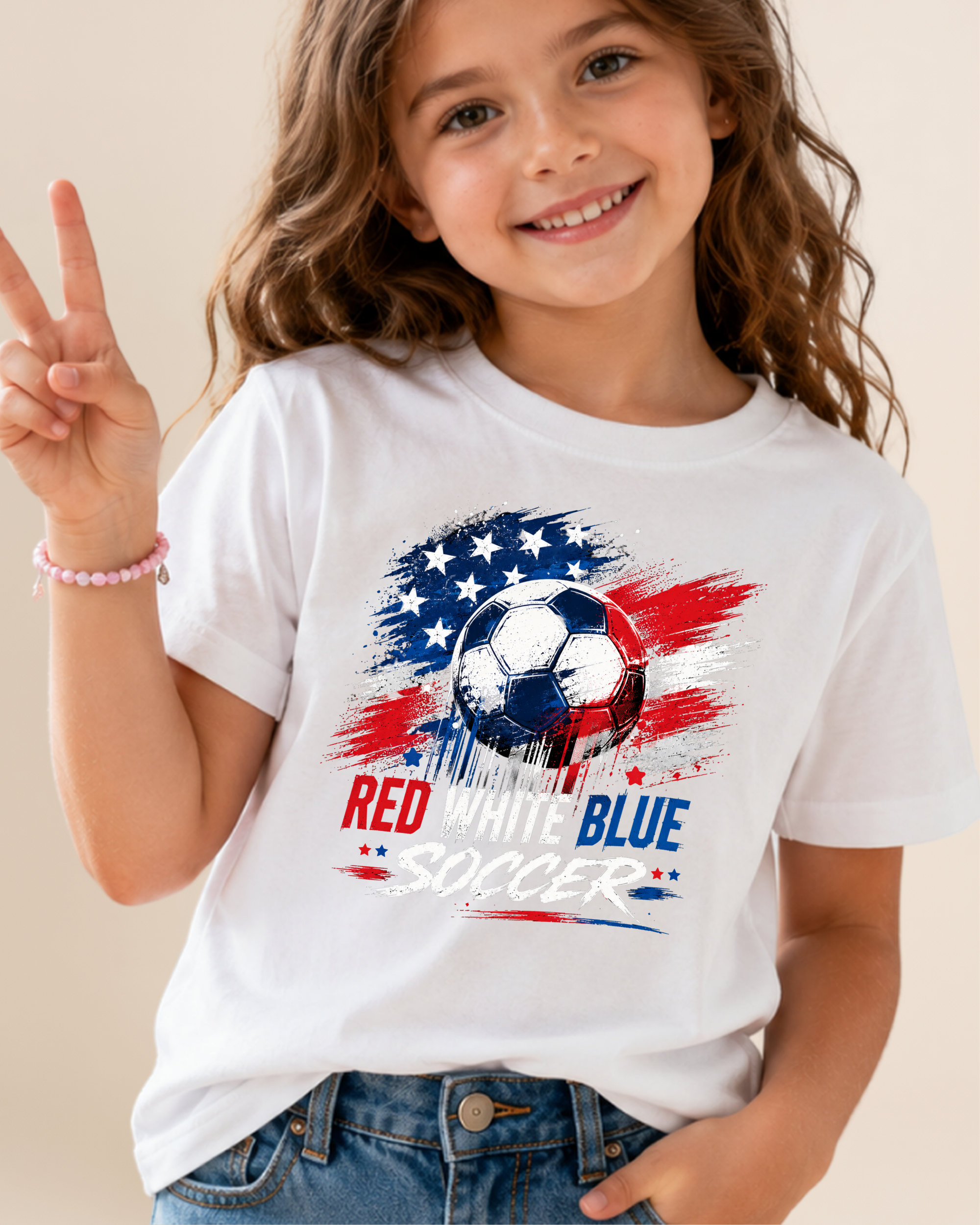 Patriotic Soccer for USA Fans Youth Unisex Tee